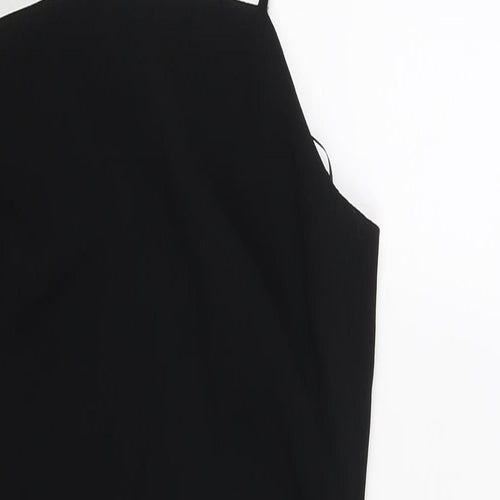 Zara Womens Black Polyester Mini Size S Square Neck Zip - Drawstring Detail