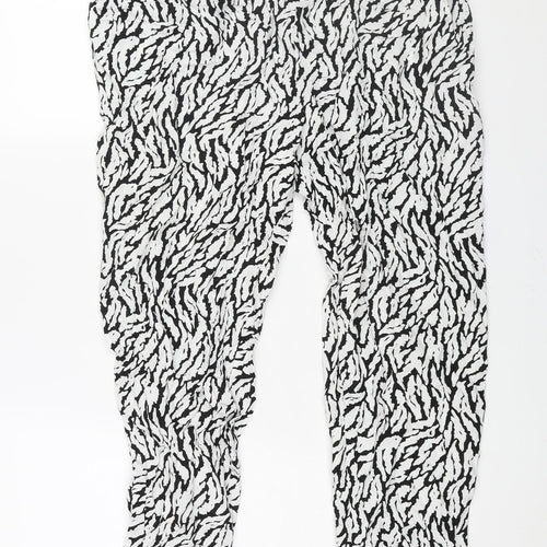 Emreco Womens Black Geometric Viscose Trousers Size 14 L27 in Regular