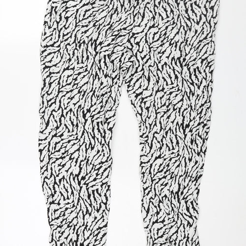 Emreco Womens Black Geometric Viscose Trousers Size 14 L27 in Regular