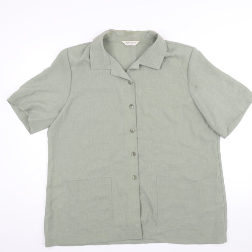 Bonmarché Womens Green Polyester Basic Button-Up Size 22 Collared - Shoulder Pads
