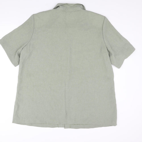 Bonmarché Womens Green Polyester Basic Button-Up Size 22 Collared - Shoulder Pads
