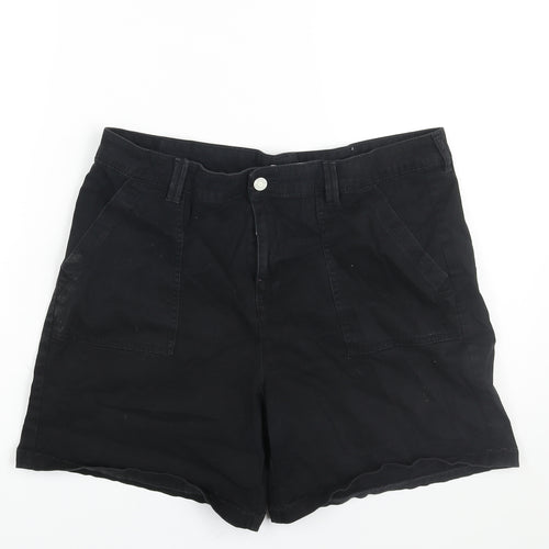 F&F Womens Black Cotton Basic Shorts Size 16 L6 in Regular Zip