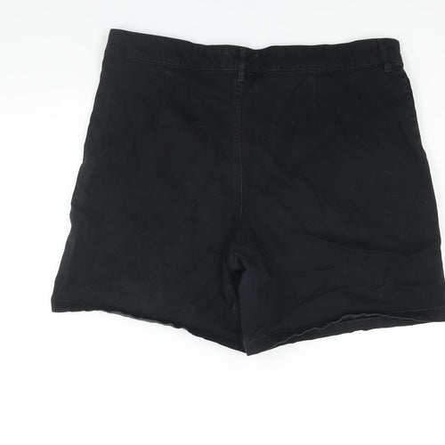 F&F Womens Black Cotton Basic Shorts Size 16 L6 in Regular Zip