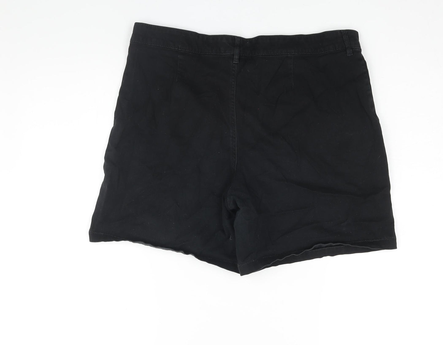 F&F Womens Black Cotton Basic Shorts Size 16 L6 in Regular Zip