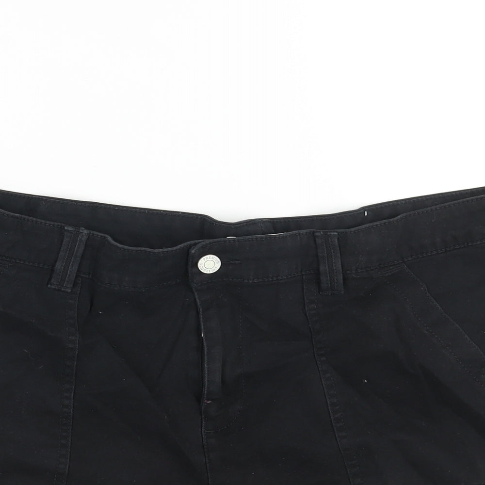 F&F Womens Black Cotton Basic Shorts Size 16 L6 in Regular Zip