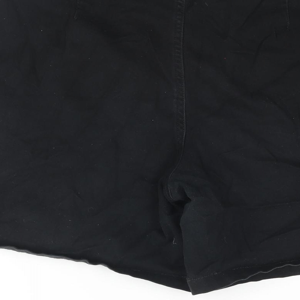 F&F Womens Black Cotton Basic Shorts Size 16 L6 in Regular Zip