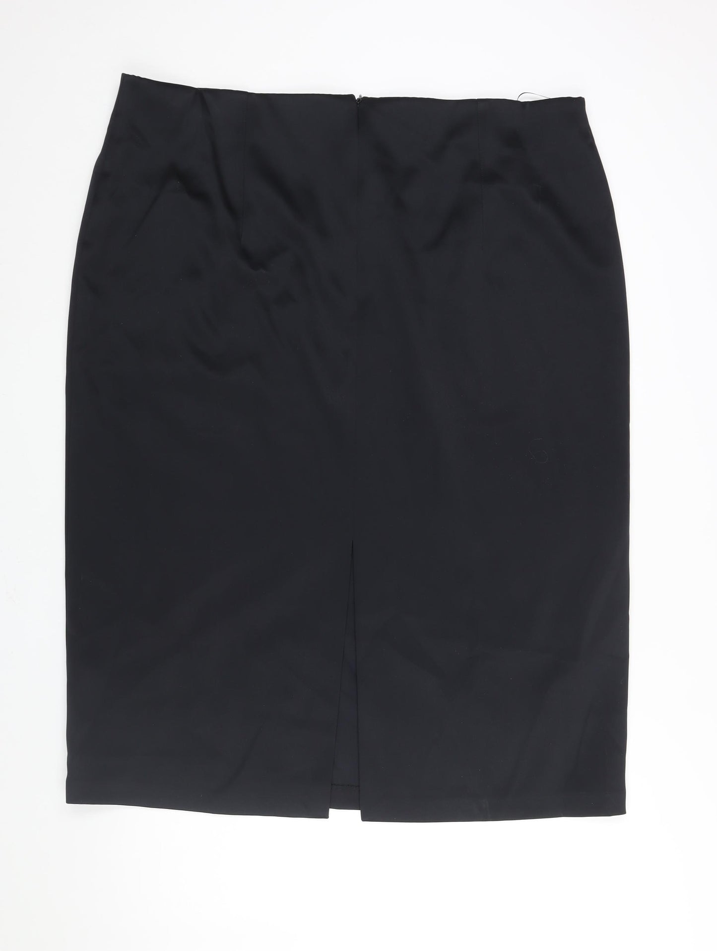 Marks and Spencer Womens Black Polyester Straight & Pencil Skirt Size 24 Zip - Vented
