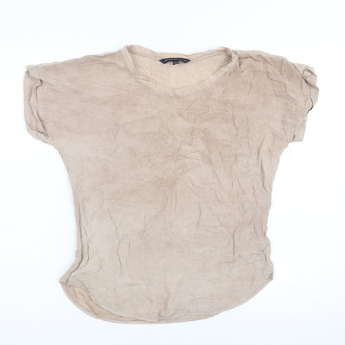 French Connection Womens Brown Viscose Basic Blouse Size 8 Round Neck