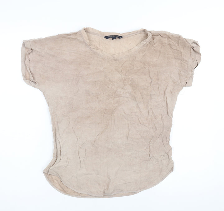 French Connection Womens Brown Viscose Basic Blouse Size 8 Round Neck