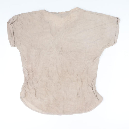 French Connection Womens Brown Viscose Basic Blouse Size 8 Round Neck
