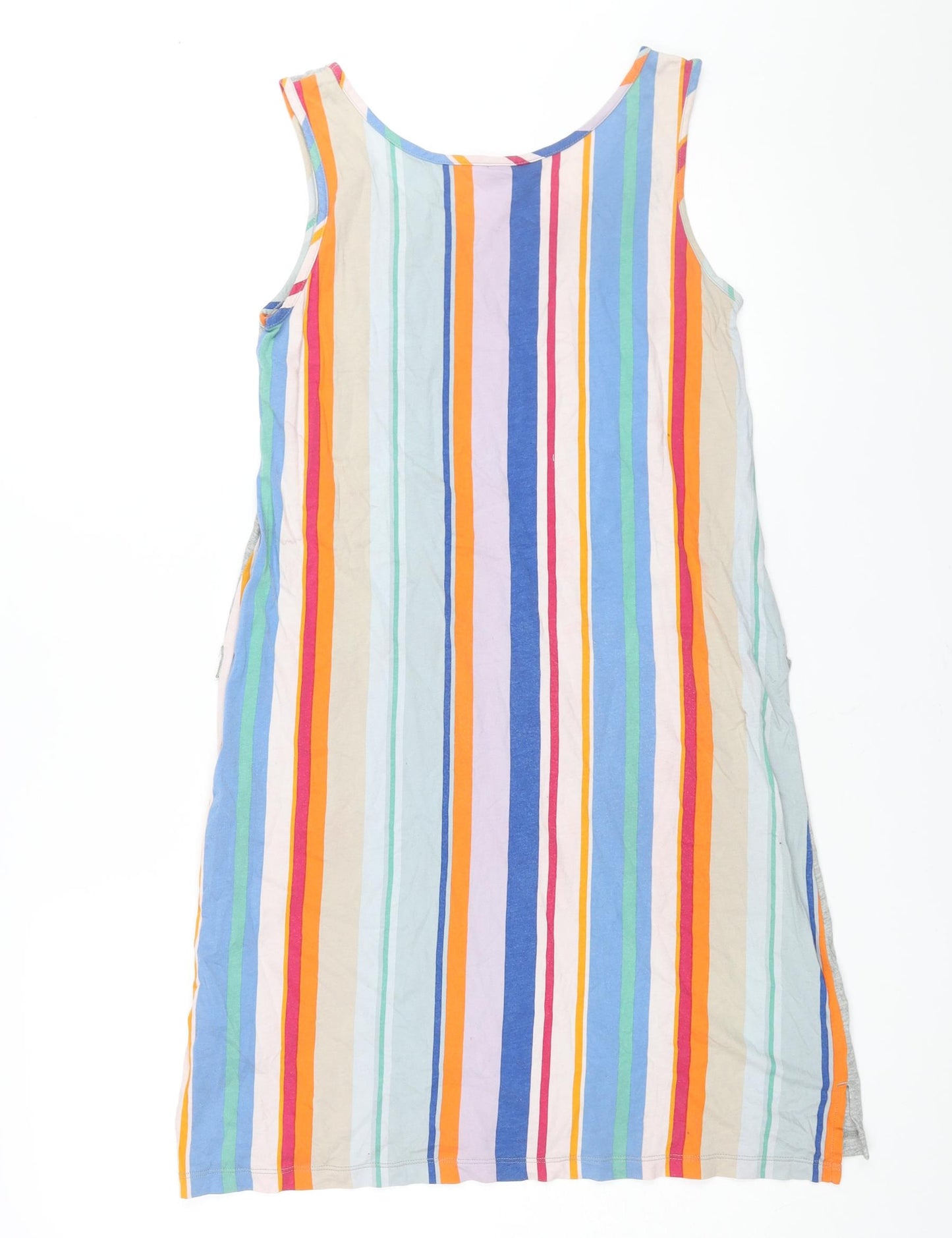 Uniqlo Womens Multicoloured Cotton Tank Dress Size S Scoop Neck Pullover - Stripe Back Print