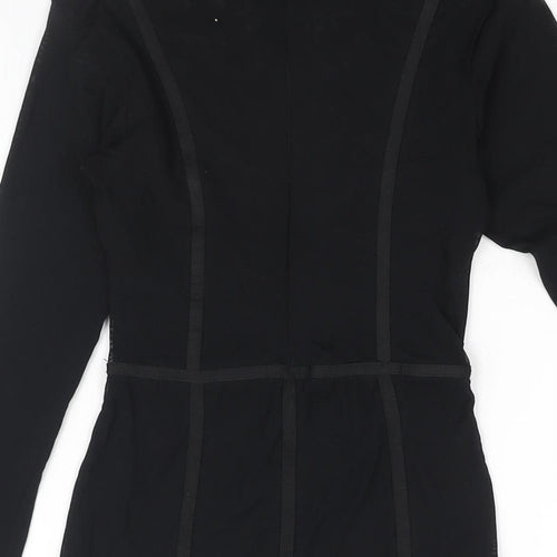 Revamped Womens Black Polyester Bodysuit One-Piece Size L Zip - Semi Sheer