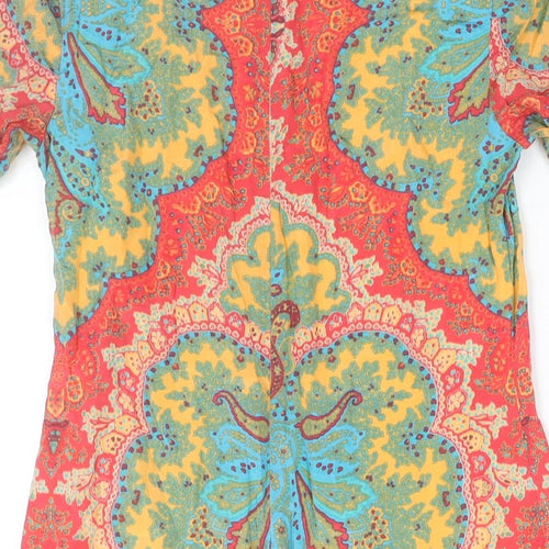 Warehouse Womens Multicoloured Geometric Silk Shift Size 8 Round Neck Zip