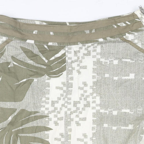 Fat Face Womens Green Geometric Cotton A-Line Skirt Size 8 Zip - Leaf Print