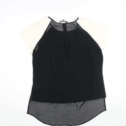 Limited Collection Womens Black Polyester Basic Blouse Size 12 Round Neck - Semi Sheer Back Zip