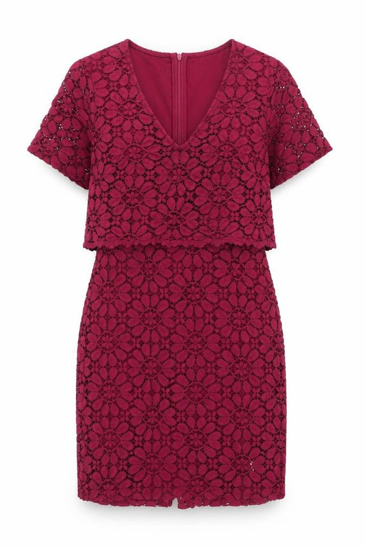 Front view of JD Williams women’s purple polyester shift, size UK 10, v-neck zip