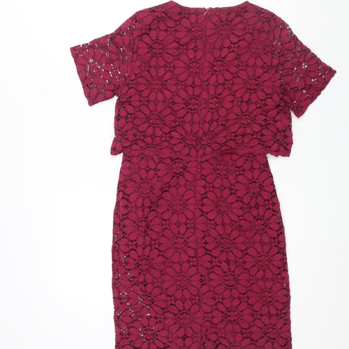 JD Williams Womens Purple Polyester Shift Size 10 V-Neck Zip
