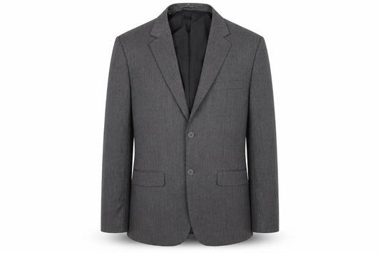 Front view of New Look men’s grey polyester jacket suit jacket, size 42, regular