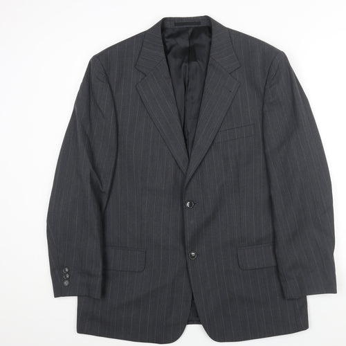 Brook Taverner Mens Grey Striped Polyester Jacket Suit Jacket Size 42 Regular