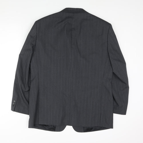 Brook Taverner Mens Grey Striped Polyester Jacket Suit Jacket Size 42 Regular