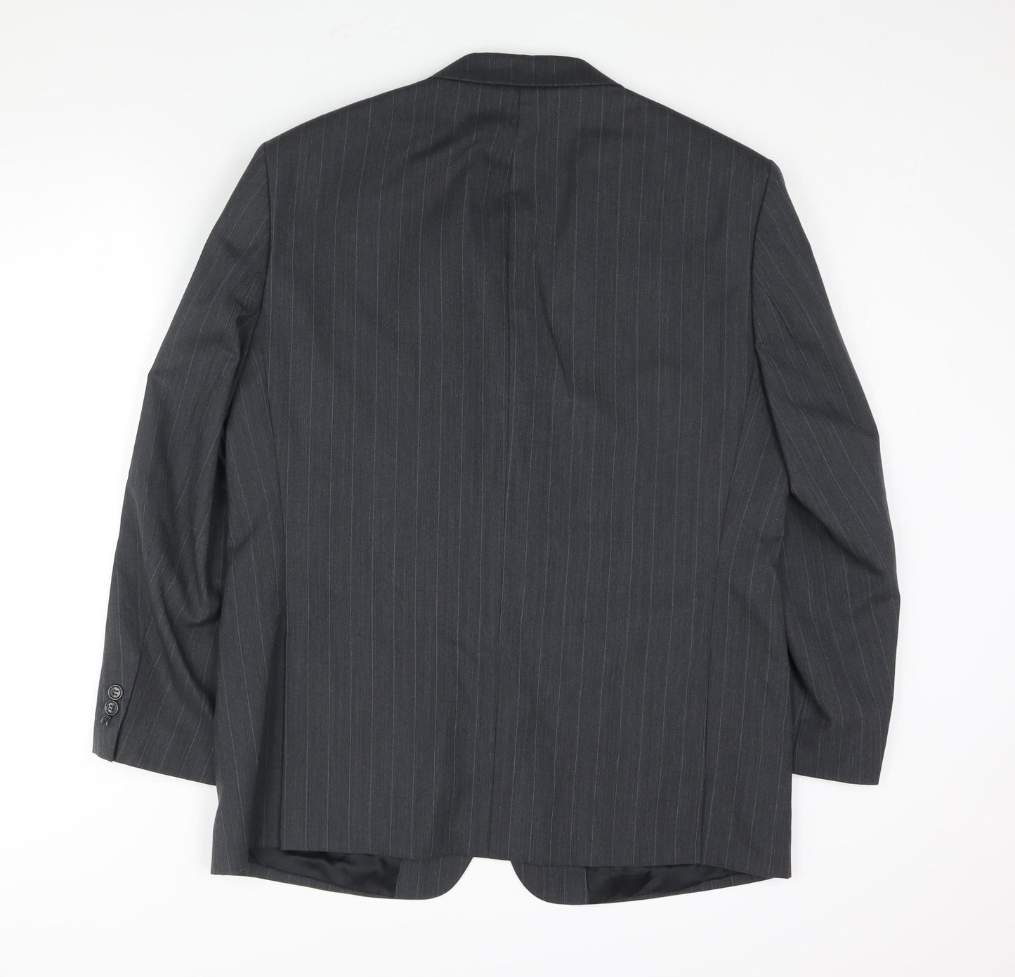 Brook Taverner Mens Grey Striped Polyester Jacket Suit Jacket Size 42 Regular