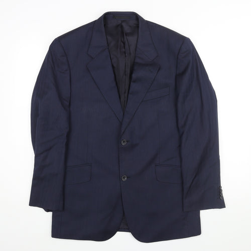 T.M.Lewin Mens Blue Striped Wool Jacket Suit Jacket Size 40 Regular