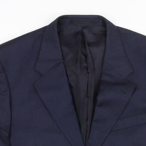 T.M.Lewin Mens Blue Striped Wool Jacket Suit Jacket Size 40 Regular