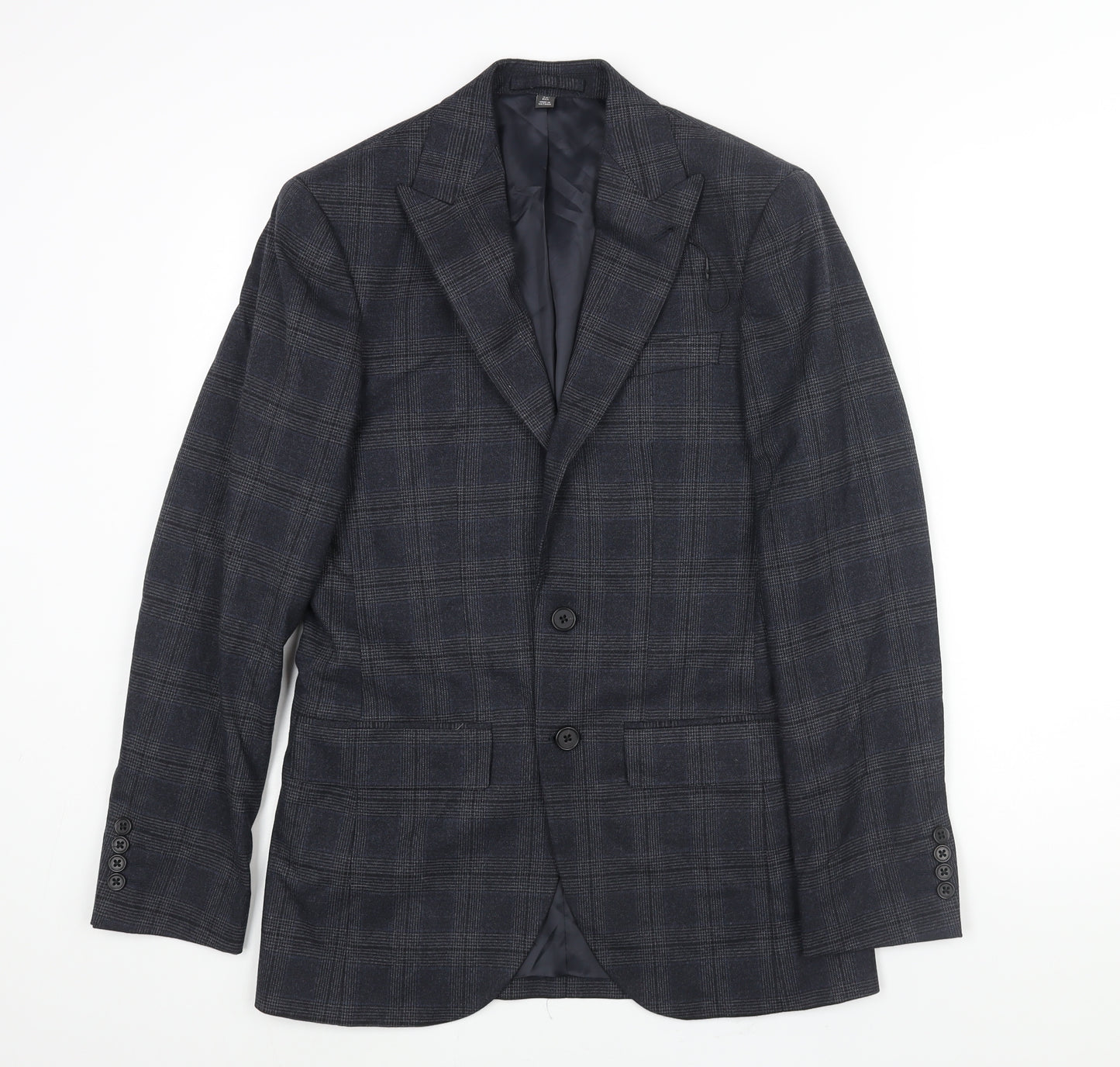Marks and Spencer Mens Blue Check Polyester Jacket Suit Jacket Size 34 Regular
