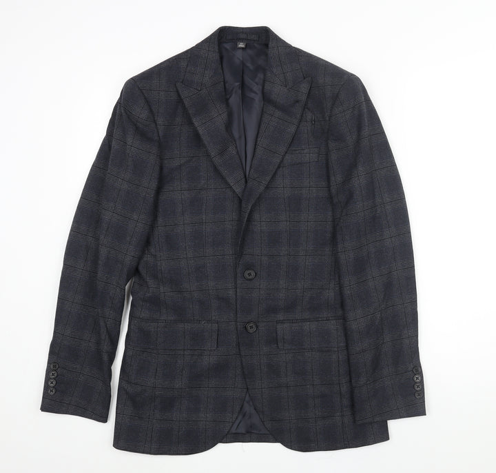 Marks and Spencer Mens Blue Check Polyester Jacket Suit Jacket Size 34 Regular