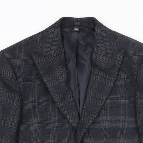 Marks and Spencer Mens Blue Check Polyester Jacket Suit Jacket Size 34 Regular