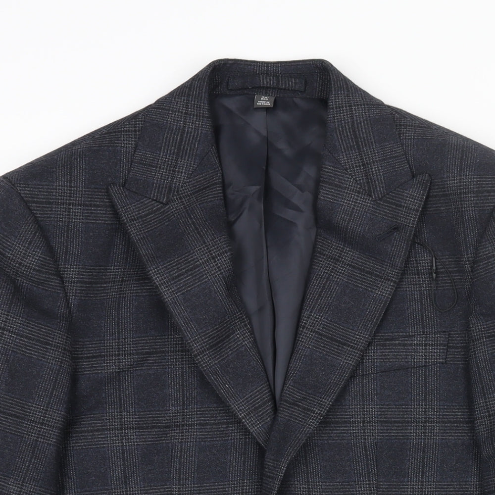 Marks and Spencer Mens Blue Check Polyester Jacket Suit Jacket Size 34 Regular