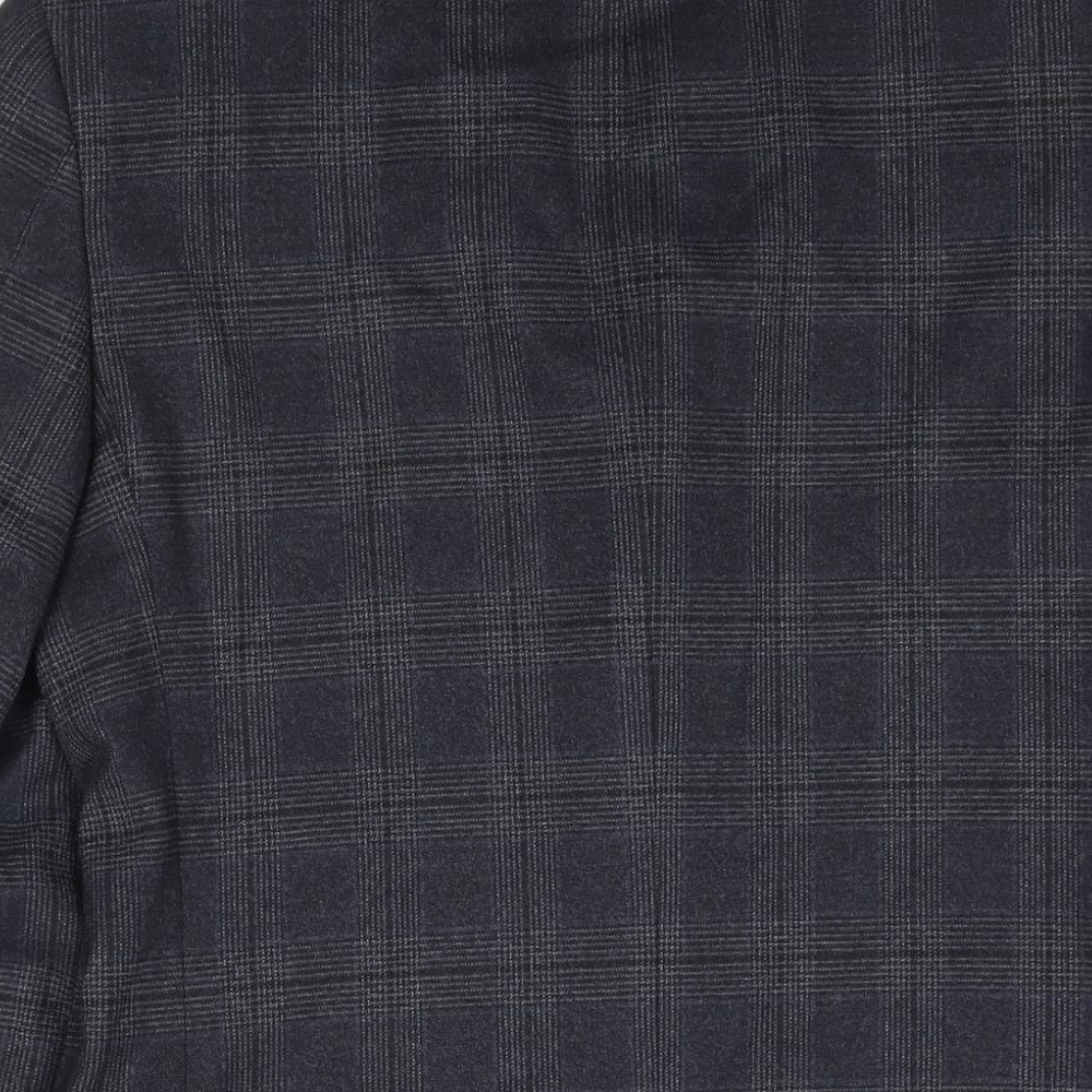 Marks and Spencer Mens Blue Check Polyester Jacket Suit Jacket Size 34 Regular
