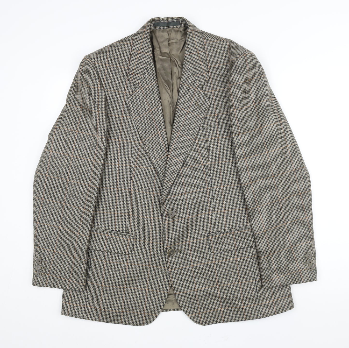 Laurie Hopkins Mens Brown Herringbone Wool Jacket Blazer Size 38 Regular