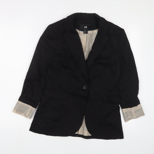 H&M Womens Black Jacket Blazer Size 10 Button