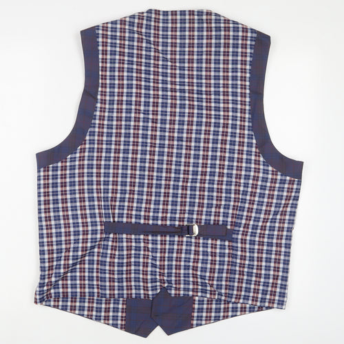 Steal & Jelly Mens Blue Plaid Polyester Jacket Suit Waistcoat Size 2XL Regular