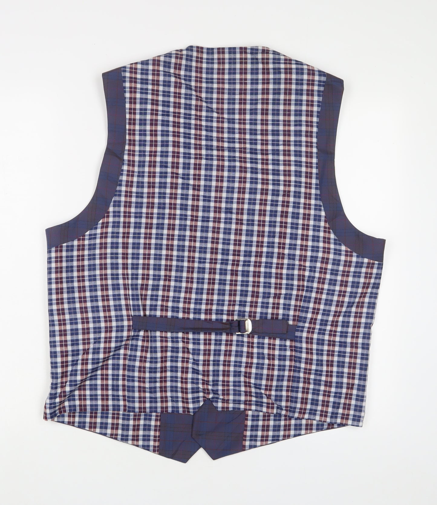 Steal & Jelly Mens Blue Plaid Polyester Jacket Suit Waistcoat Size 2XL Regular