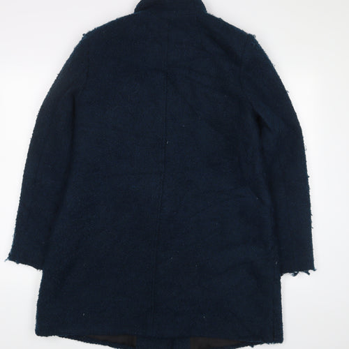 Debenhams Womens Blue Overcoat Coat Size 12 Button - Pockets