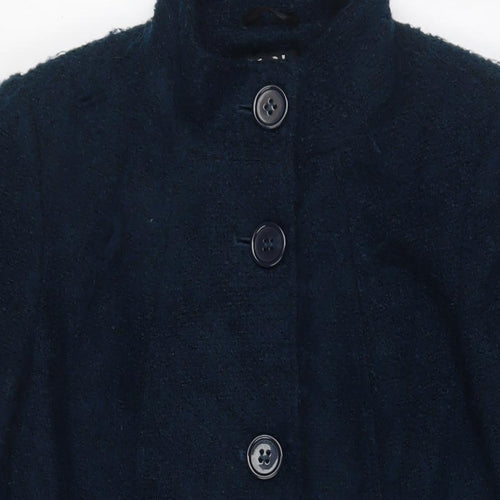 Debenhams Womens Blue Overcoat Coat Size 12 Button - Pockets