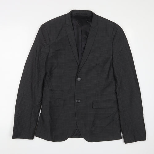H&M Mens Black Polyester Jacket Suit Jacket Size 36 Regular