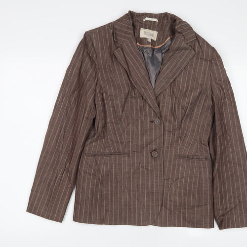 NEXT Womens Brown Striped Jacket Blazer Size 14 Button