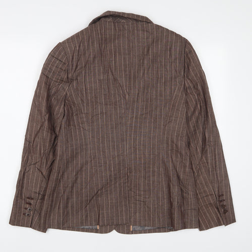 NEXT Womens Brown Striped Jacket Blazer Size 14 Button