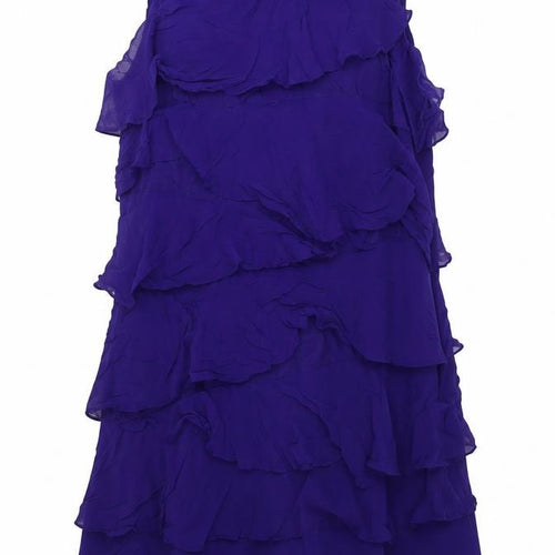 Monsoon Womens Purple Silk A-Line Size 14 Boat Neck Zip