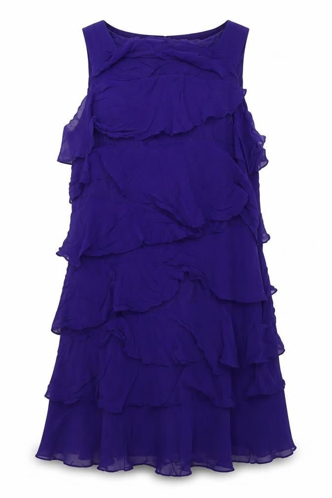 Monsoon Womens Purple Silk A-Line Size 14 Boat Neck Zip