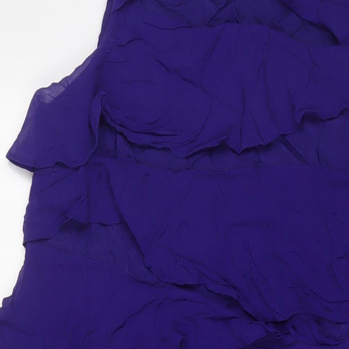 Monsoon Womens Purple Silk A-Line Size 14 Boat Neck Zip