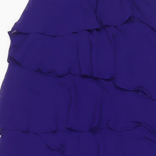 Monsoon Womens Purple Silk A-Line Size 14 Boat Neck Zip