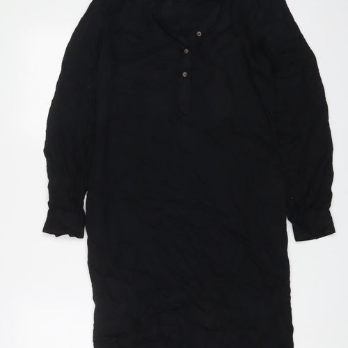 Marks and Spencer Womens Black Viscose A-Line Size 6 V-Neck Button