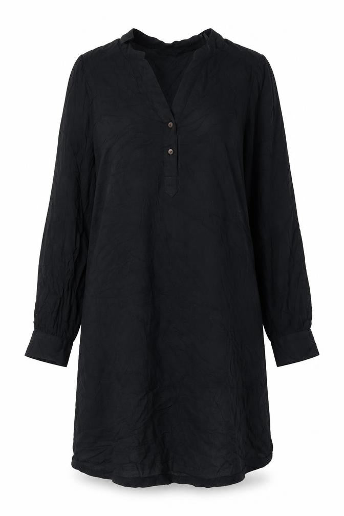 Front view of Marks & Spencer women’s black viscose a-line, size UK 6, v-neck button