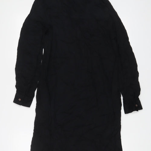 Marks and Spencer Womens Black Viscose A-Line Size 6 V-Neck Button