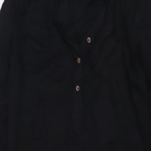 Marks and Spencer Womens Black Viscose A-Line Size 6 V-Neck Button