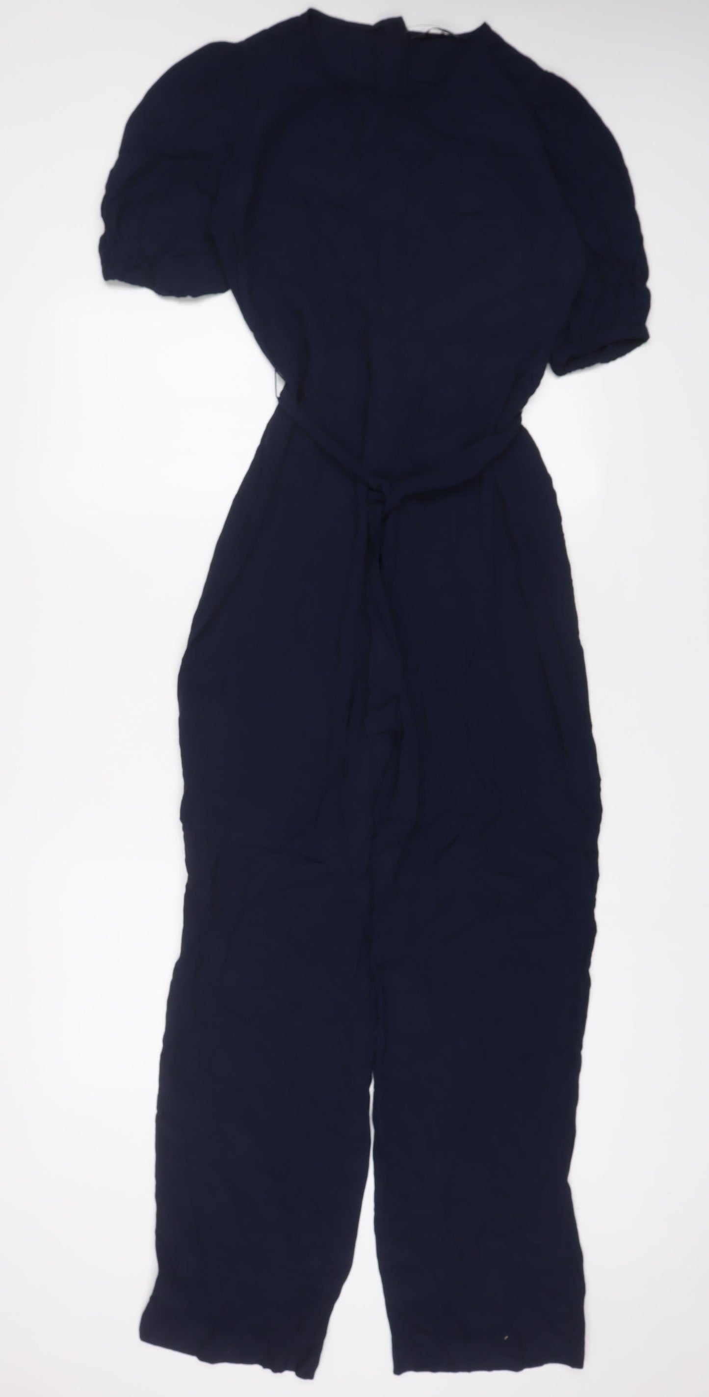 Marks and Spencer Womens Blue Viscose Jumpsuit One-Piece Size 10 L30 in Zip - Belted